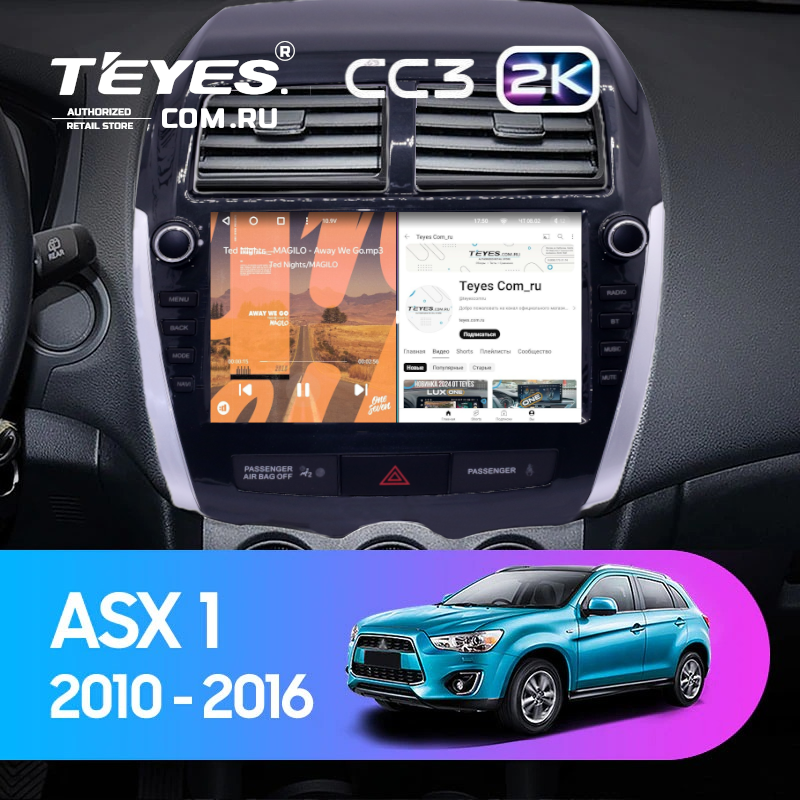 Штатная магнитола Teyes CC3 2K 4/64 Mitsubishi ASX 1 (2010-2016) Тип-B (9")