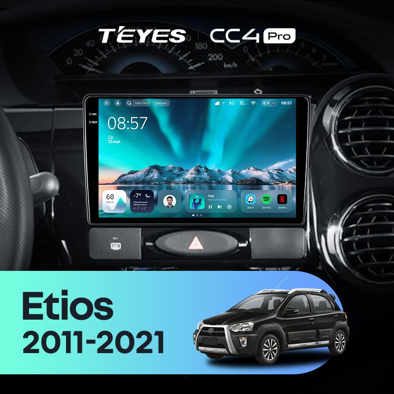 Штатная магнитола Teyes CC4 Pro 8/128 Toyota Etios (2011-2021)