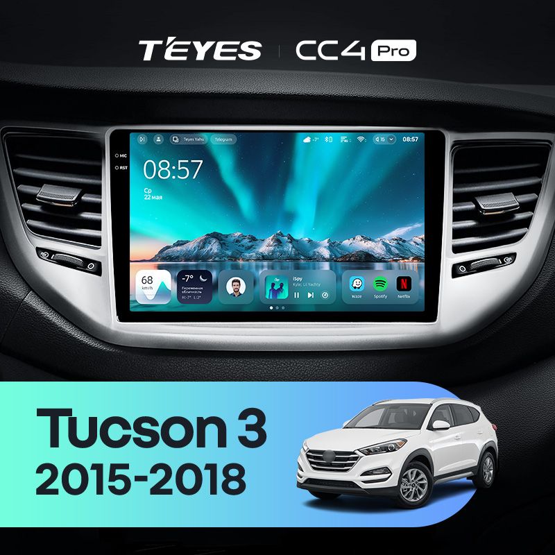 Штатная магнитола Teyes CC4 Pro 12/256 Hyundai Tucson 3 (2015-2018) Тип-B