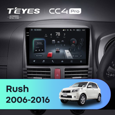 Штатная магнитола Teyes CC4 Pro 12/256 Toyota Rush J200 (2006-2016) Правый руль