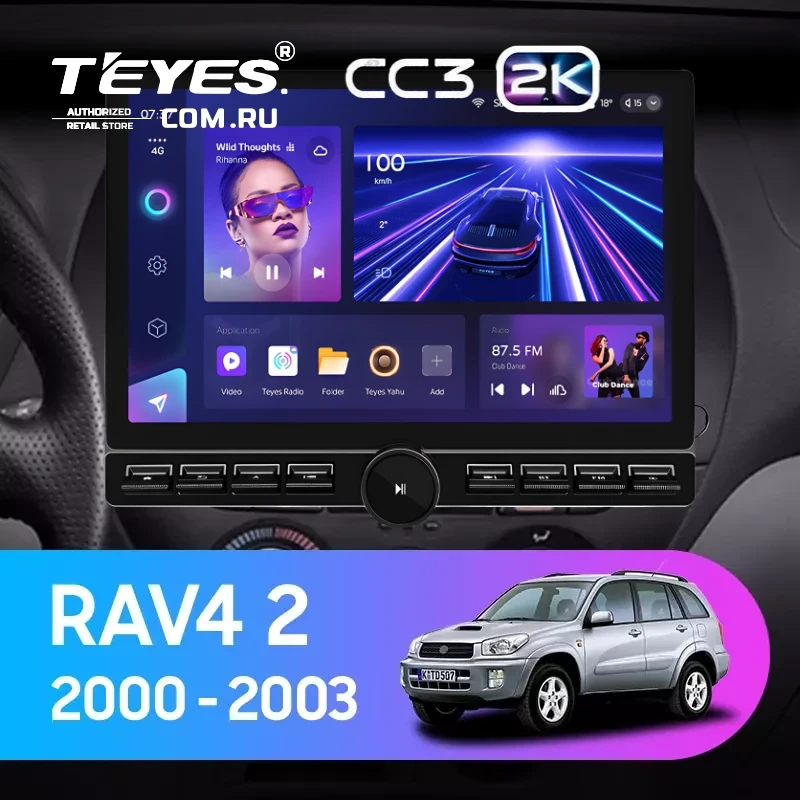 Штатная магнитола Teyes CC3 2K 6/128 Toyota RAV4 2 CA20 (2000-2003) F3 (13" с кнопками)