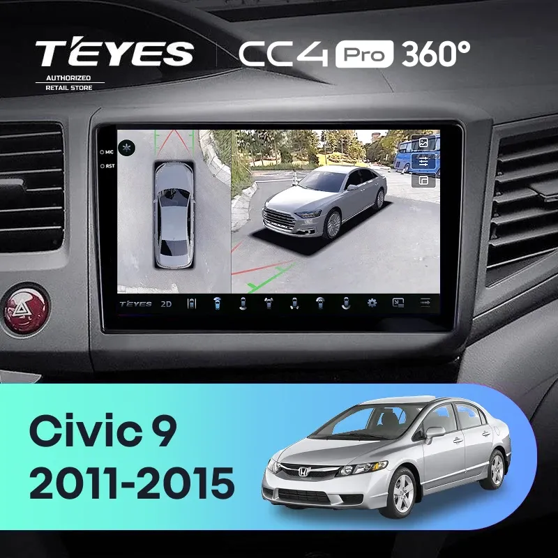 Штатная магнитола Teyes CC4 Pro 360 8/128 Honda Civic 9 FB FK FD (2011-2015)