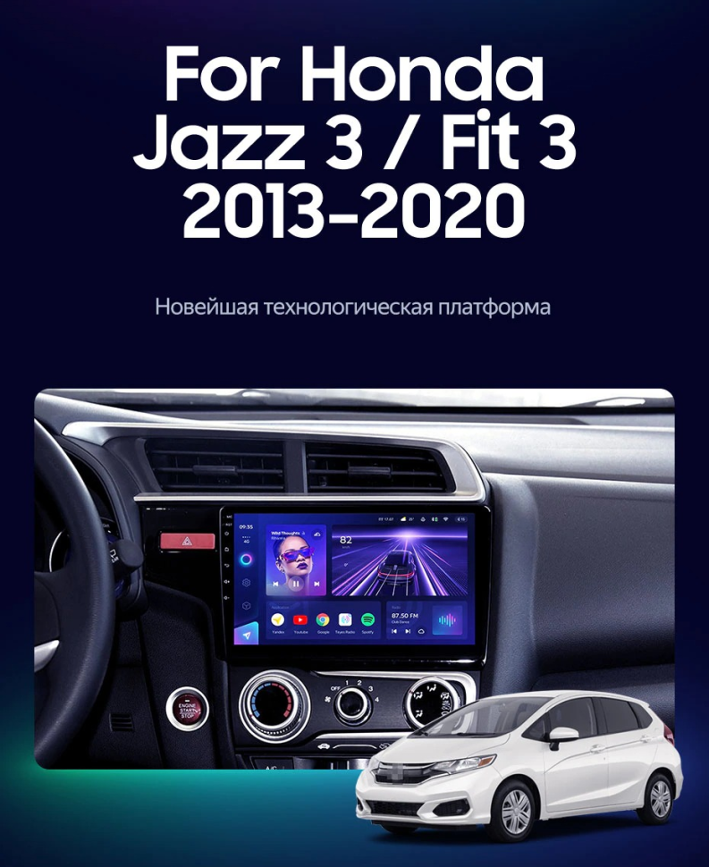 Штатная магнитола Teyes CC3 2K 4/64 Honda Jazz 3 (2013-2020) Тип-A
