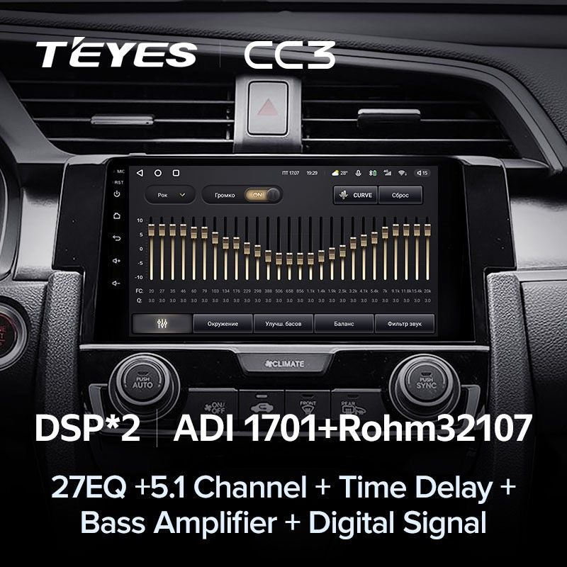 Штатная магнитола Teyes CC3 4/32 Honda Civic 10 FC FK (2015-2020)