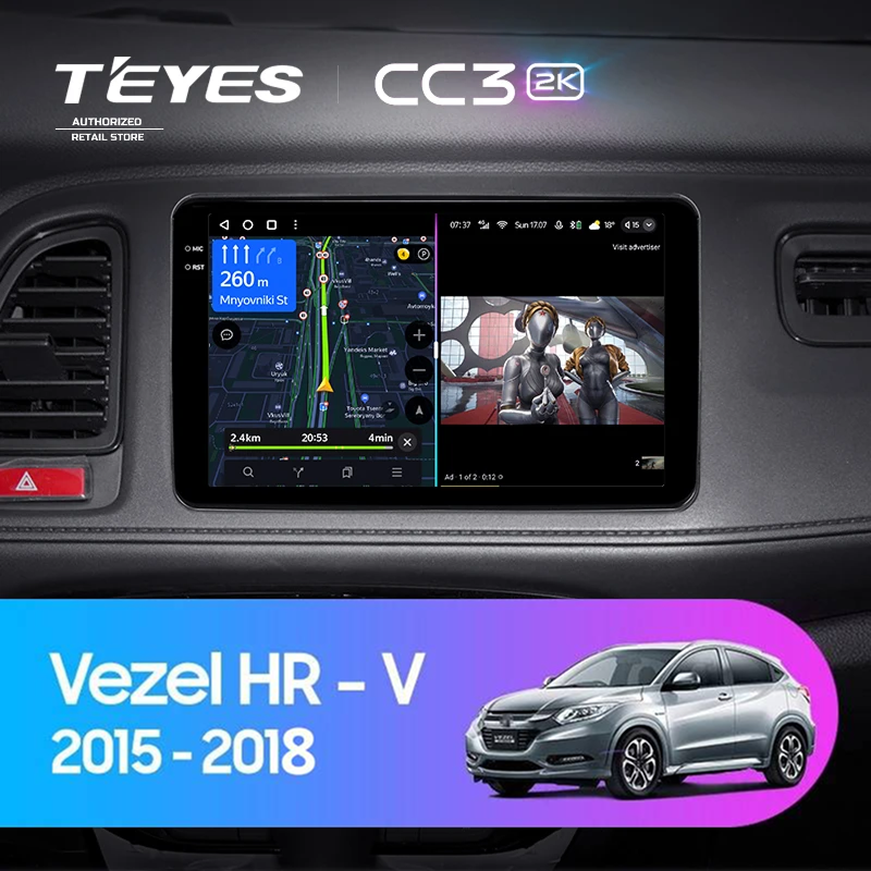Штатная магнитола Teyes CC3 2K 360 6/128 Honda HR-V (2015-2018)