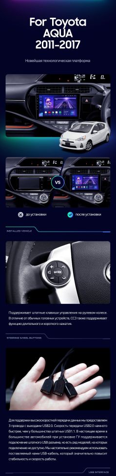 Штатная магнитола Teyes CC3 4/32 Toyota Aqua (2011-2017)