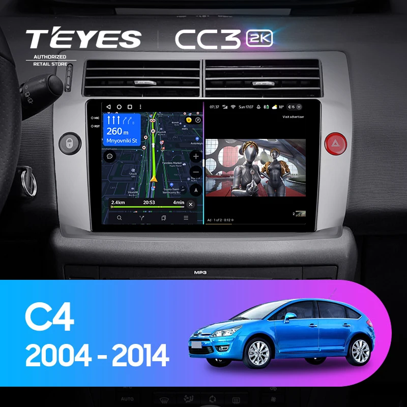 Штатная магнитола Teyes CC3 2K 4/64 Citroen C4 (2004-2014)