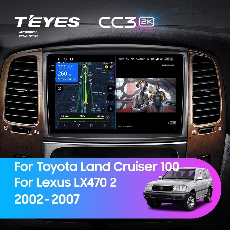 Штатная магнитола Teyes CC3 2K 360 6/128 Toyota Land Cruiser LC 100 / LC 105 (2002-2007) Тип-A