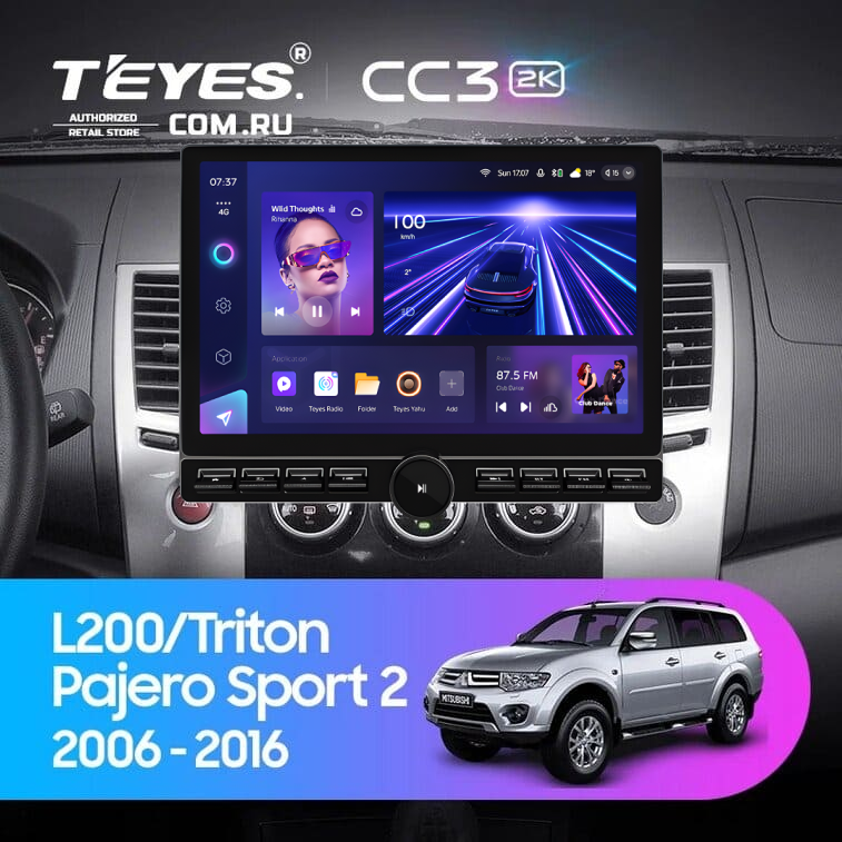 Штатная магнитола Teyes CC3 2K 6/128 Mitsubishi Pajero Sport 2 (2008-2016) (13" с кнопками)
