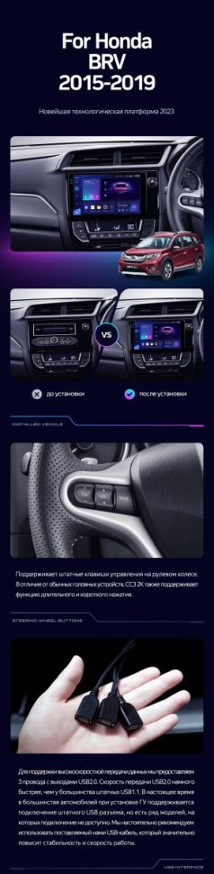 Штатная магнитола Teyes CC3 2K 4/32 Honda BRV (2015-2019) Правый руль