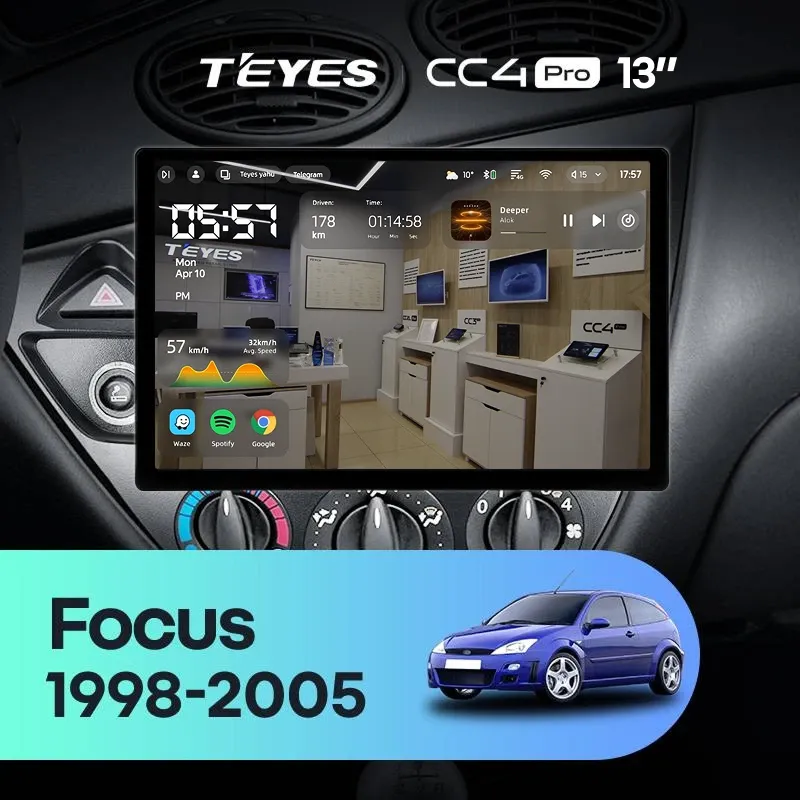 Штатная магнитола Teyes CC4 Pro 12/256 Ford Focus 1 (1998-2005) (13")