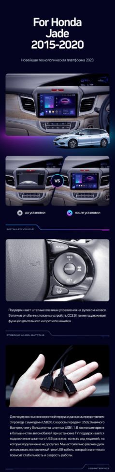 Штатная магнитола Teyes CC3L 4/32 Honda Jade (2015-2020) Правый руль