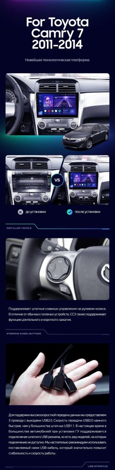 Штатная магнитола Teyes CC3 2K 6/128 Toyota Camry 7 XV 50 55 (2011-2014) F4