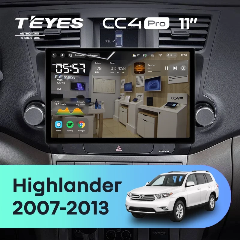 Штатная магнитола Teyes CC4 Pro 8/128 Toyota Highlander 2 XU40 (2007-2013) F1 (11")