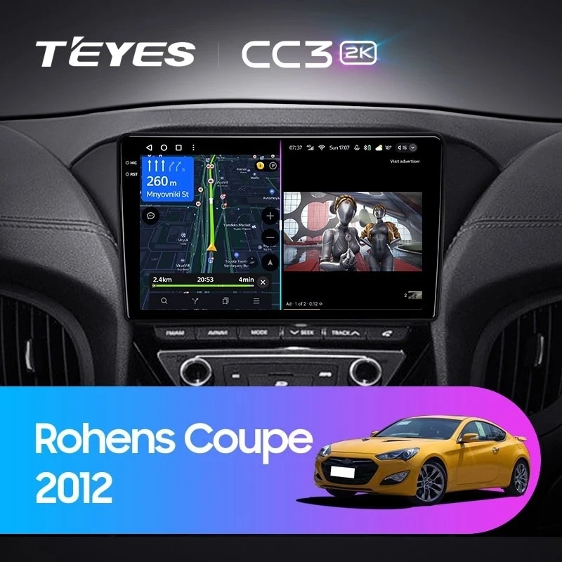 Штатная магнитола Teyes CC3 2K 6/128 Hyundai Rohens Coupe 2012+ F3