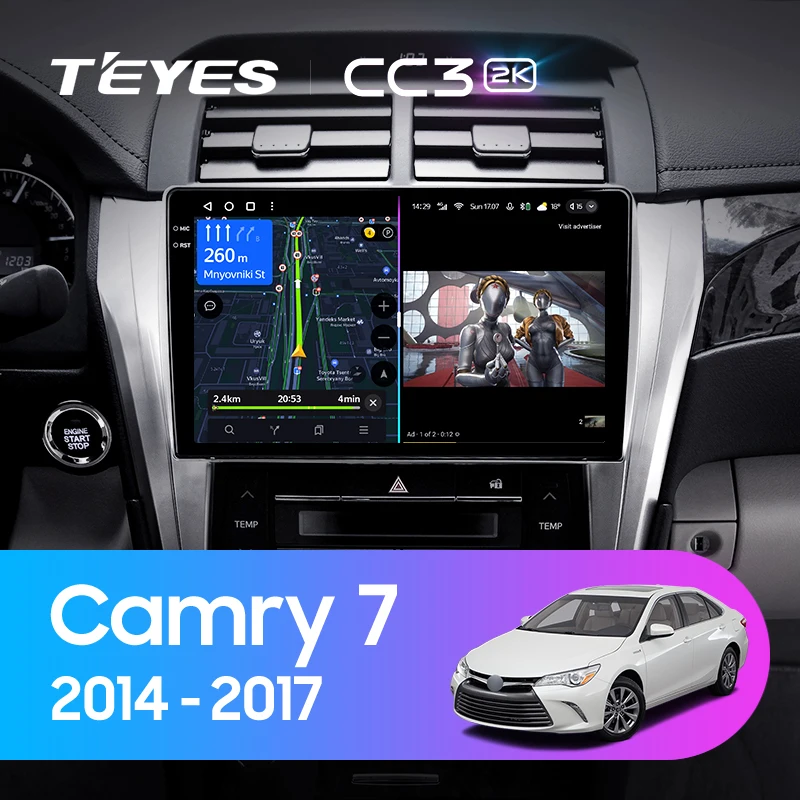 Штатная магнитола Teyes CC3 2K 4/64 Toyota Camry 7 XV 50 55 (2014-2017) F4