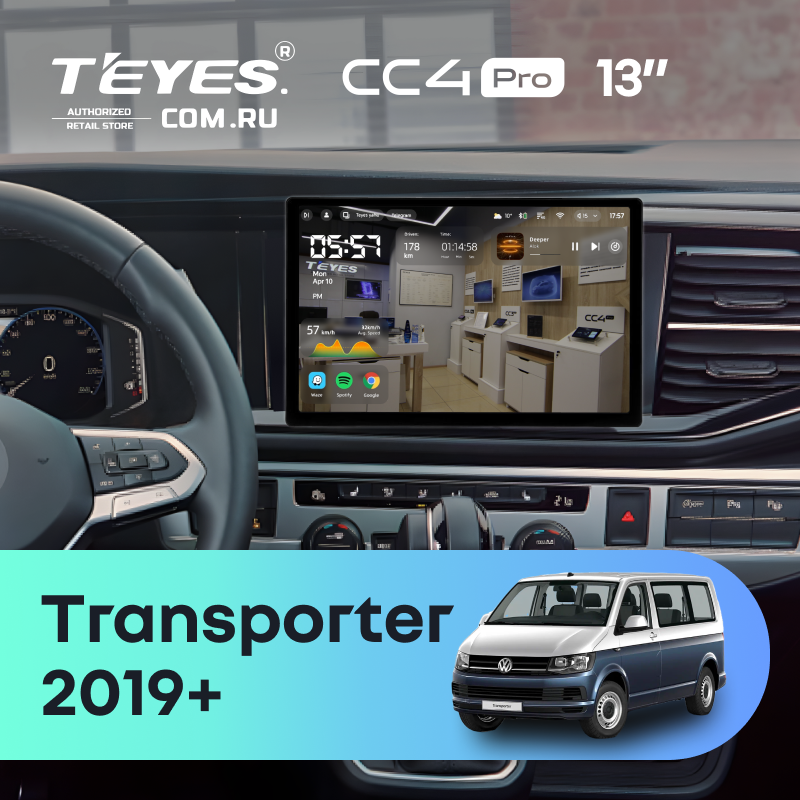 Штатная магнитола Teyes CC4 Pro 8/128 Volkswagen Transporter (T6) 2019+ (13")