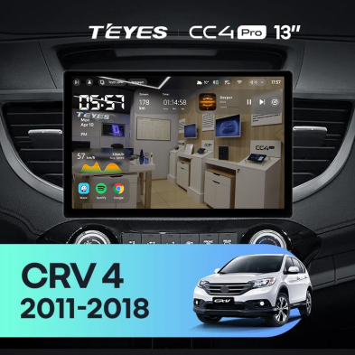 Штатная магнитола Teyes CC4 Pro 8/128 Honda CR-V 4 RM RE (2011-2018) Тип-B (13") 9 inch