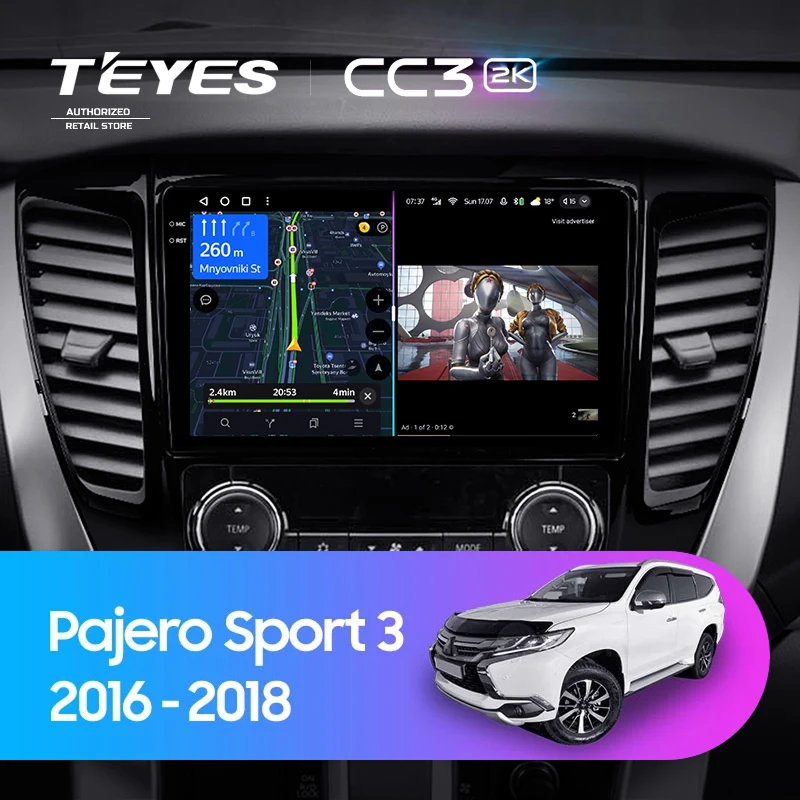 Штатная магнитола Teyes CC3 2K 4/64 Mitsubishi Pajero Sport 3 (2016-2018)