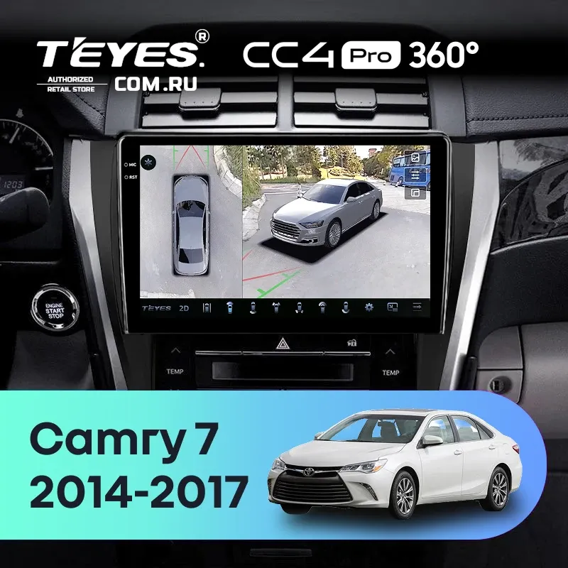 Штатная магнитола Teyes CC4 Pro 360 8/128 Toyota Camry 7 XV 50 55 (2014-2017) (черно-серая) F1
