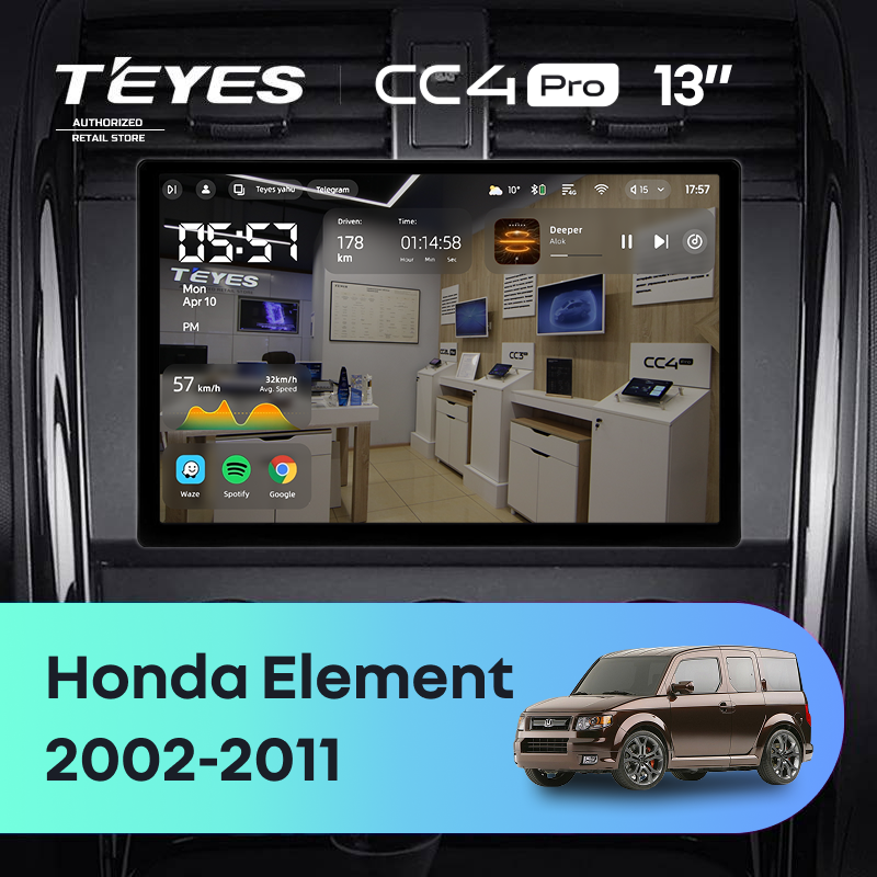 Штатная магнитола Teyes CC4 Pro 8/128 Honda Element YH (2002-2011) (13")