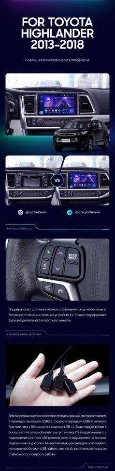 Штатная магнитола Teyes CC3L 4/32 Toyota Highlander 3 XU50 (2013-2018)