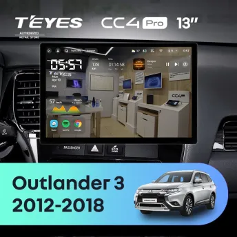 Штатная магнитола Teyes CC4 Pro 12/256 Mitsubishi Outlander 3 GF0W GG0W (2012-2018) Тип-A (13")