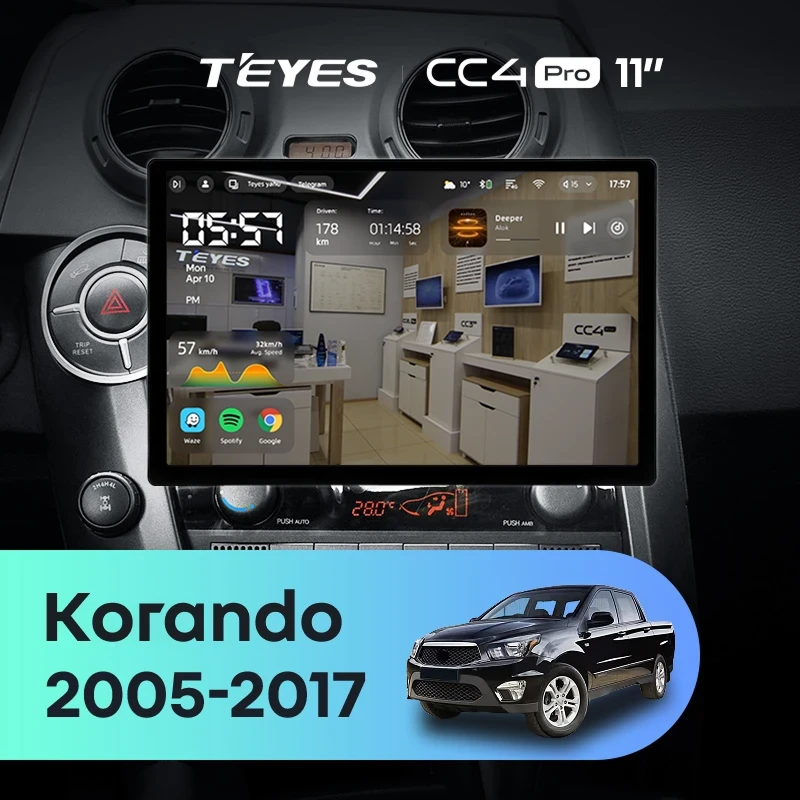 Штатная магнитола Teyes CC4 Pro 12/256 SsangYong Korando Sports (2005-2017) (11")