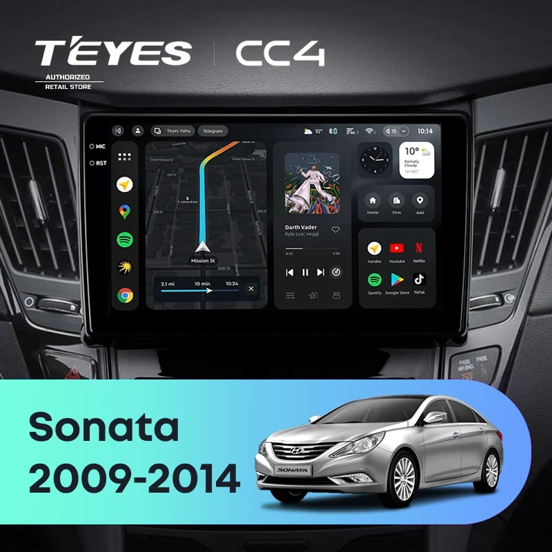 Штатная магнитола Teyes CC4 6/64 Hyundai Sonata 6 YF (2009-2014) Тип-B