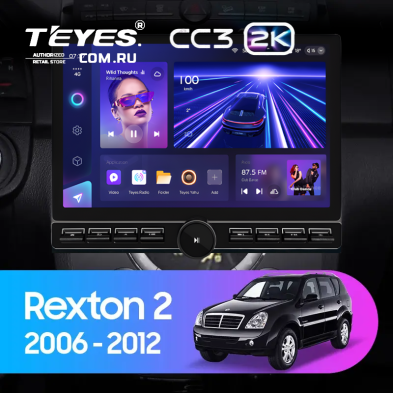 Штатная магнитола Teyes CC3 2K 6/128 SsangYong Rexton Y250 2 (2006-2012) (13" с кнопками)