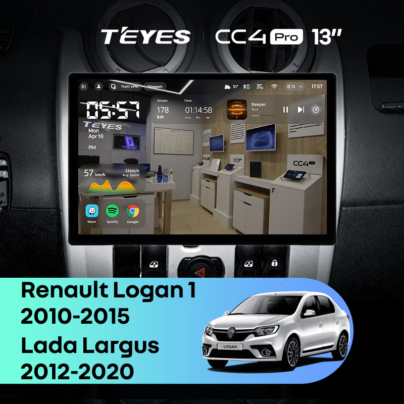 Штатная магнитола Teyes CC4 Pro 8/128 Renault Logan 1 (2010-2015) (13")