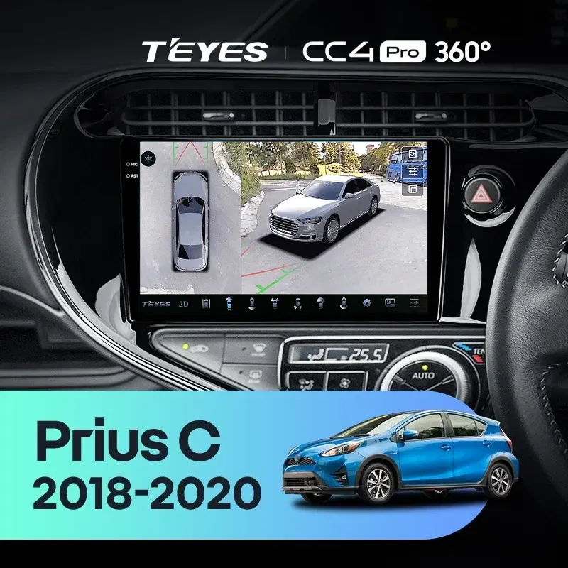 Штатная магнитола Teyes CC4 Pro 360 12/256 Toyota Prius C (2018-2020) Правый руль