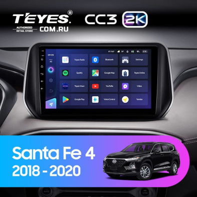 Штатная магнитола Teyes CC3 2K 4/64 Hyundai Santa Fe 4 (2018-2020)