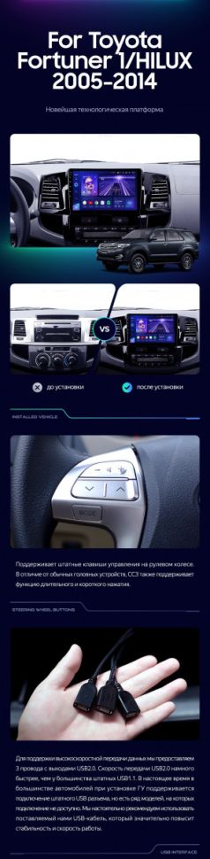 Штатная магнитола Teyes CC3 2K 6/128 Toyota Fortuner (2008-2014) F1