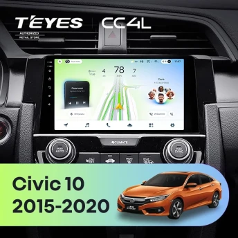 Штатная магнитола Teyes CC4L 6/64 Honda Civic 10 FC FK (2015-2020)