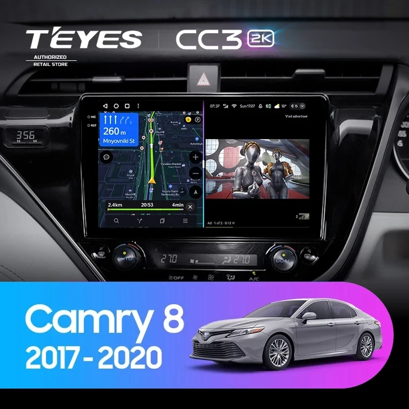 Штатная магнитола Teyes CC3 2K 4/32 Toyota Camry 8 XV 70 (2017-2020) Правый руль