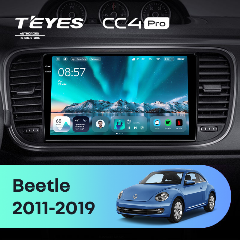 Штатная магнитола Teyes CC4 Pro 12/256 Volkswagen Beetle A5 (2011-2019) (10 inch Universal)