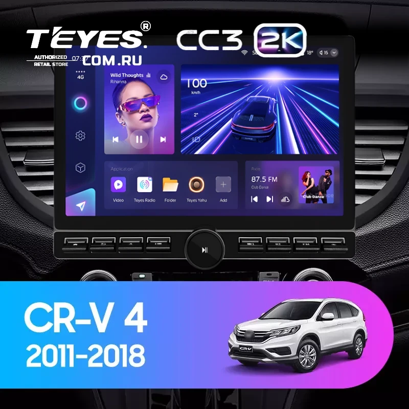 Штатная магнитола Teyes CC3 2K 6/128 Honda CR-V 4 RM RE (2011-2018) Тип-A (13" с кнопками) 9 inch