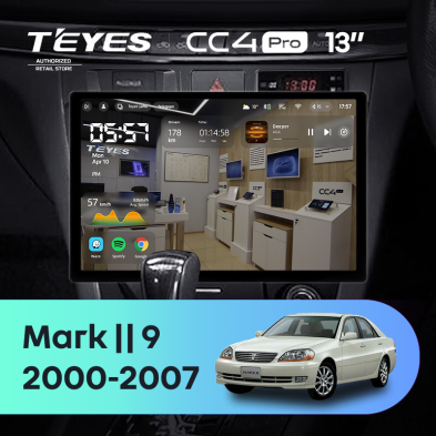 Штатная магнитола Teyes CC4 Pro 8/128 Toyota Mark II 9 X100 (2000-2007) F1 (13")