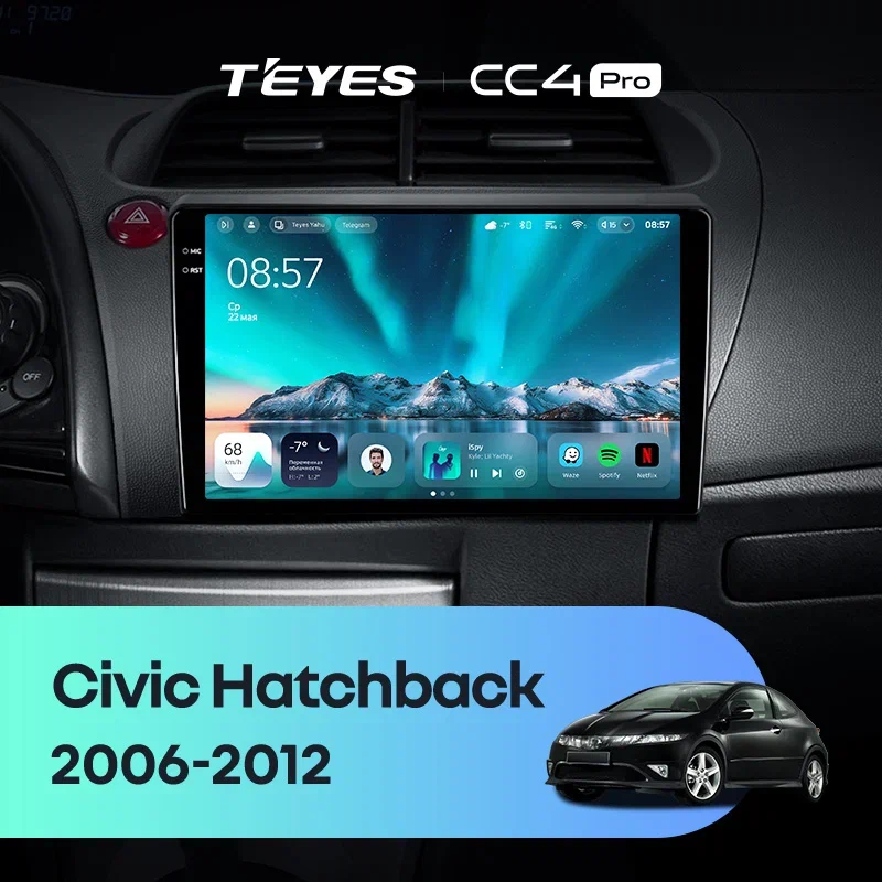 Штатная магнитола Teyes CC4 Pro 12/256 Honda Civic Hatchback (2006-2012)