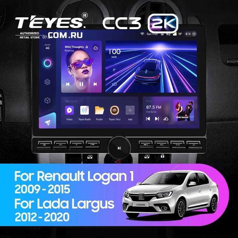 Штатная магнитола Teyes CC3 2K 6/128 Renault Logan 1 (2010-2015) (13" с кнопками)