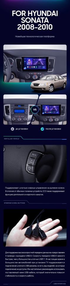Штатная магнитола Teyes CC3 4/32 Hyundai Sonata NF (2008-2010) F1