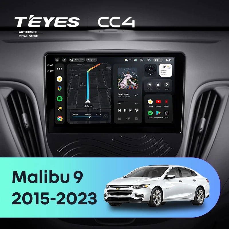 Штатная магнитола Teyes CC4 6/64 Chevrolet Malibu 9 (2015-2023) F1