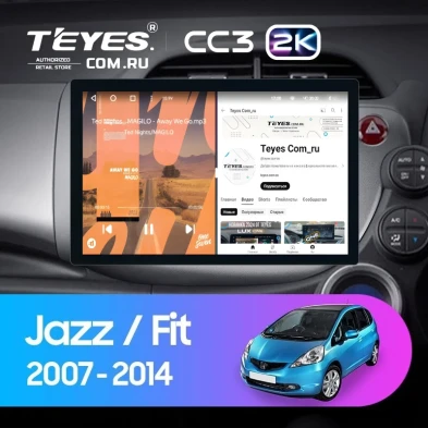 Штатная магнитола Teyes CC3 2K 4/64 Honda Jazz 2 GG (2007-2014) Правый руль (11")