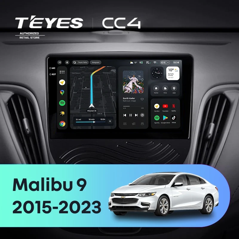 Штатная магнитола Teyes CC4 6/64 Chevrolet Malibu 9 (2015-2023) F2