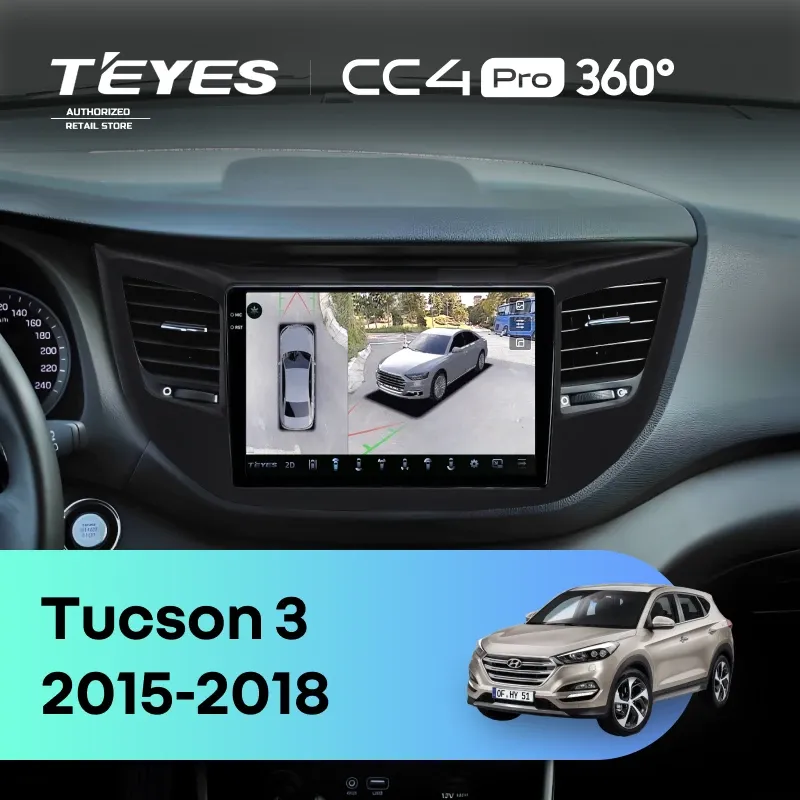 Штатная магнитола Teyes CC4 Pro 360 8/128 Hyundai Tucson 3 (2015-2018) Тип-B (черная)