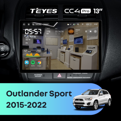 Штатная магнитола Teyes CC4 Pro 8/128 Mitsubishi Outlander Sport (2015-2022) Тип-A (13")