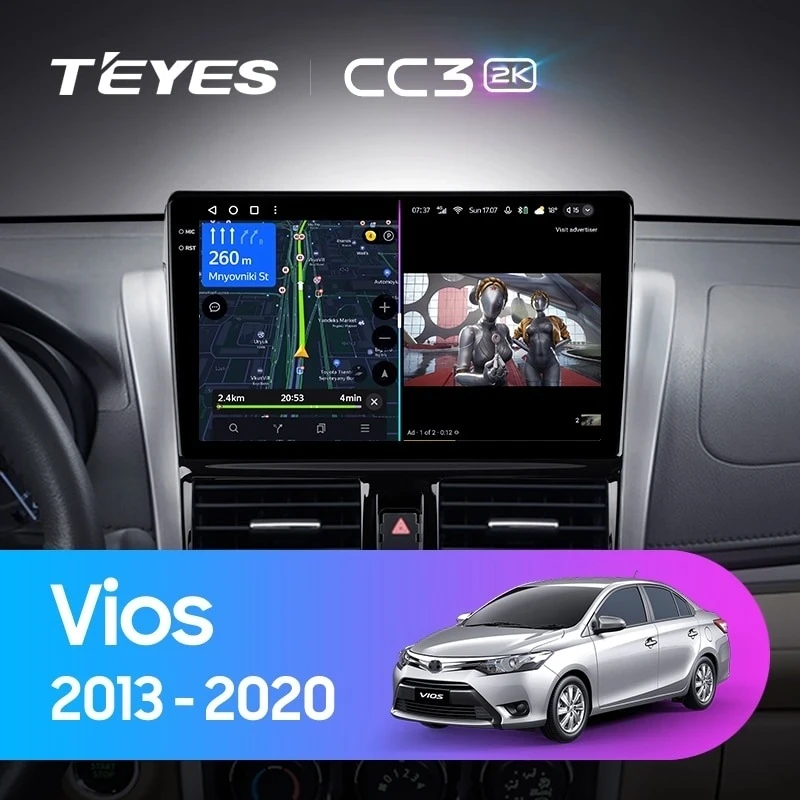Штатная магнитола Teyes CC3 2K 4/32 Toyota Vios XP150 (2013-2020)