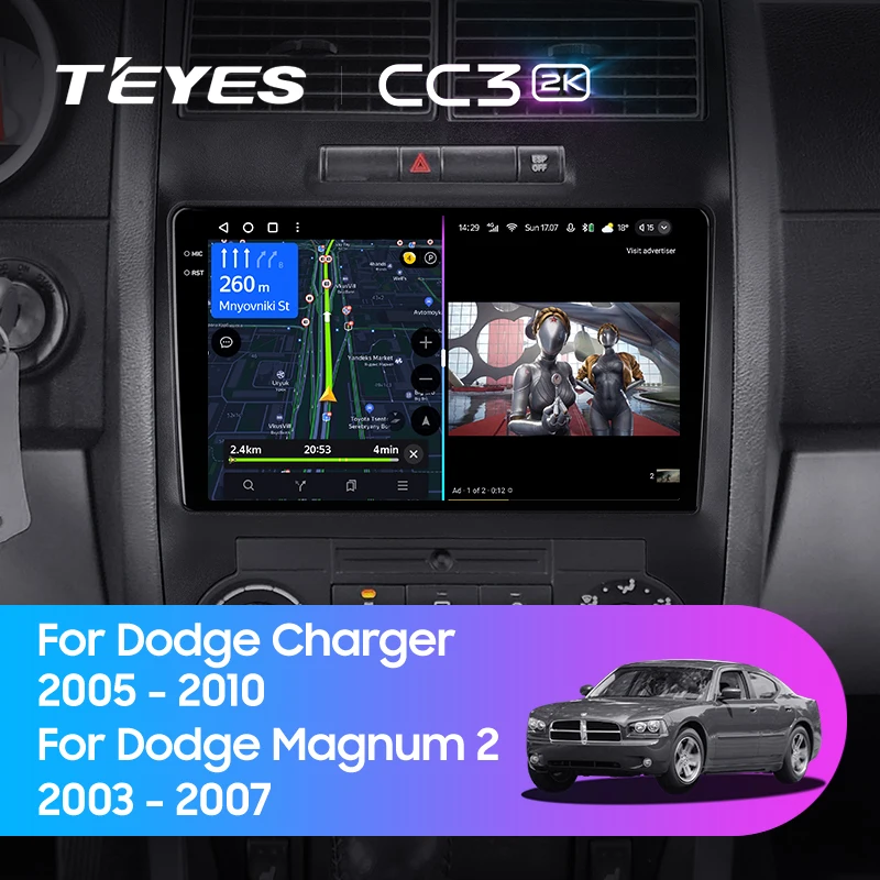 Штатная магнитола Teyes CC3 2K 360 6/128 Dodge Charger 6 LX (2005-2010)