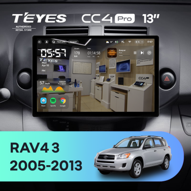 Штатная магнитола Teyes CC4 Pro 8/128 Toyota RAV4 3 XA30 (2005-2013) F2 (13")